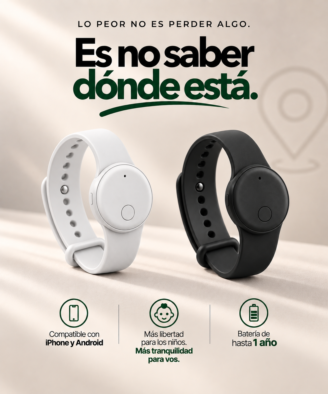 Chipy Pulsera — pack de 2 unidades, negro y blanco