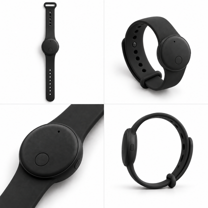Chipy Pulsera color negro, vista desde varios ángulos